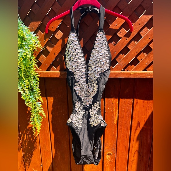 WATER VIXEN Crystal Couture one piece swimsuit blk - Picture 11 of 16